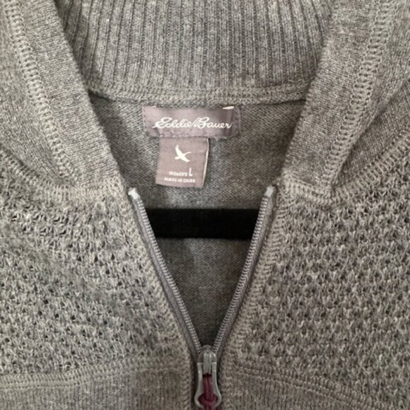 Eddie Bauer Zip Sweater Hoodie  EUC Womens size L Gray - Picture 8 of 9
